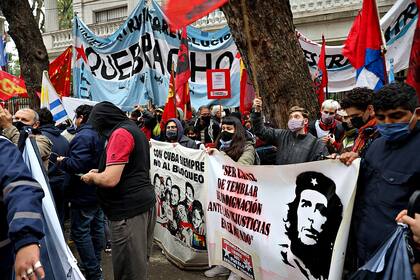 Manifestación de apoyo al régimen cubano