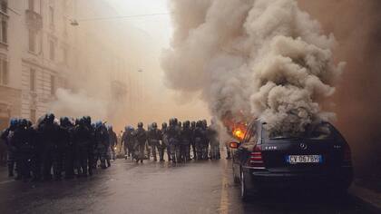 Manifestación de Black bloc en Milán, Italia