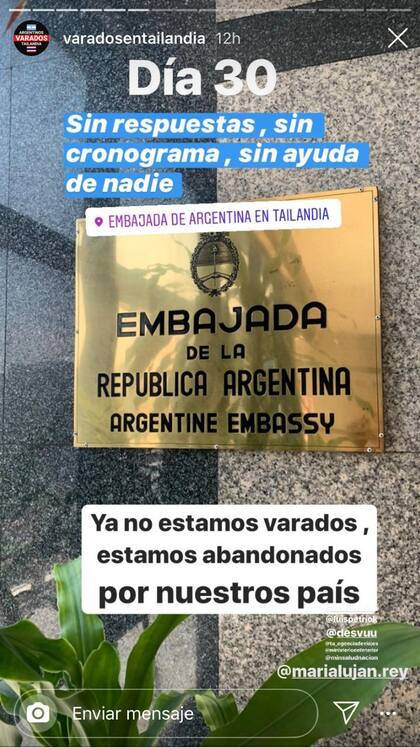 Manifestaciones de bronca en la cuenta de Instagram @varadosentailandia