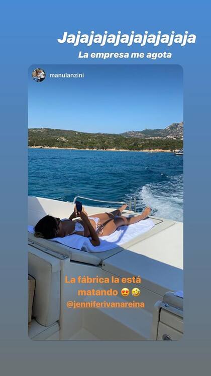 Manu Lanzini chicaneó a su novia que descansaba a bordo del yate. Crédito: Instagram