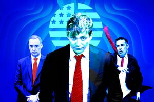 Manuel Adorni, Santiago Caputo y Sebastián Amerio