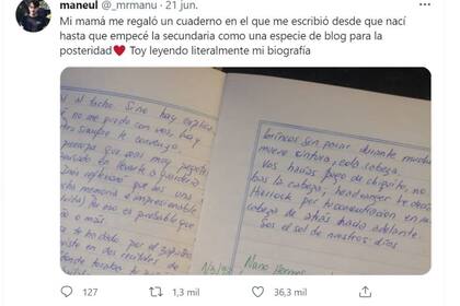 Manuel publicó la historia del cuaderno que le escribió su madre y en las redes se viralizó