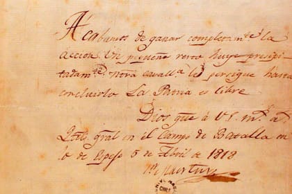 La carta de San Martín a O Higgins, del 26 de diciembre de 1835, estaba en una caja de madera protegida con acrílicos en la casa de Cristina Kirchner en El Calafate