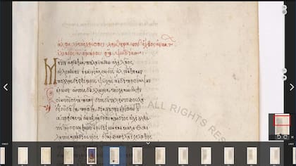 Manuscrito en griego de la Odisea de Homero