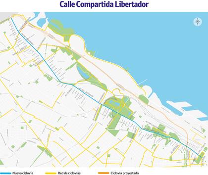 El tramo total de la ciclovía alcanzará los 11 km desde Av. Gral. Paz hasta Retiro.