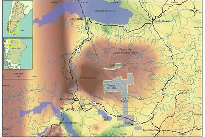 Mapa con el área delimitada del Parque Patagonia