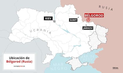 Mapa con la ubicación de Belgorod, Rusia
