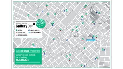 Mapa con los distintos espacios de arte que se podrán visitar en el recorrido de mañana