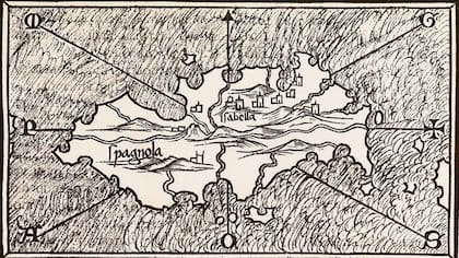 Mapa de 1534 en el que aparece la villa de La Isabela