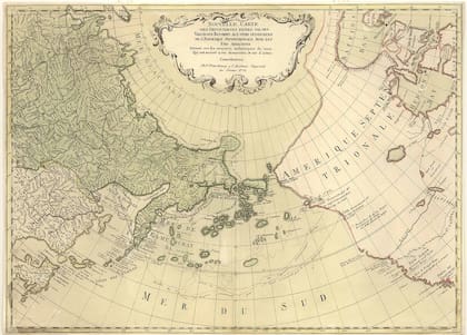 Mapa de 1773 que mostraba la cercanía geográfica entre Alaska y Rusia (Wikimedia Commons/National Archives of Sweden)