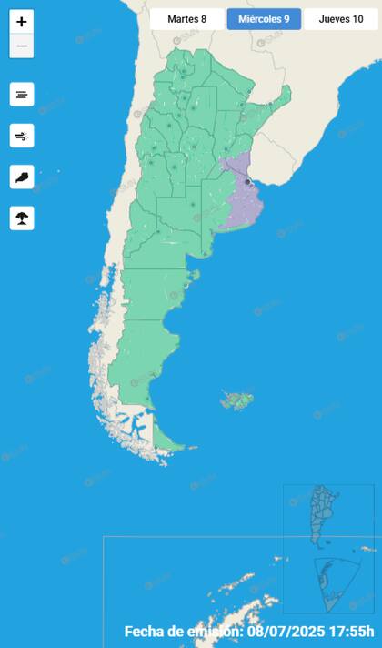 Mapa de advertencias del SMN.
