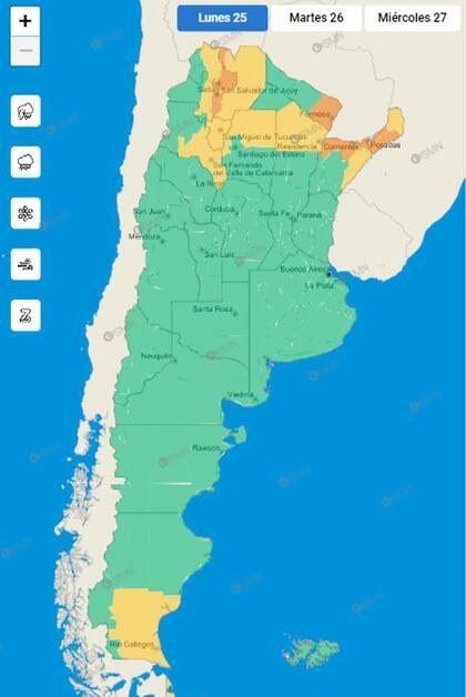 Mapa de alertas del SMN