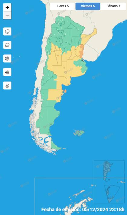 Mapa de alertas del SMN