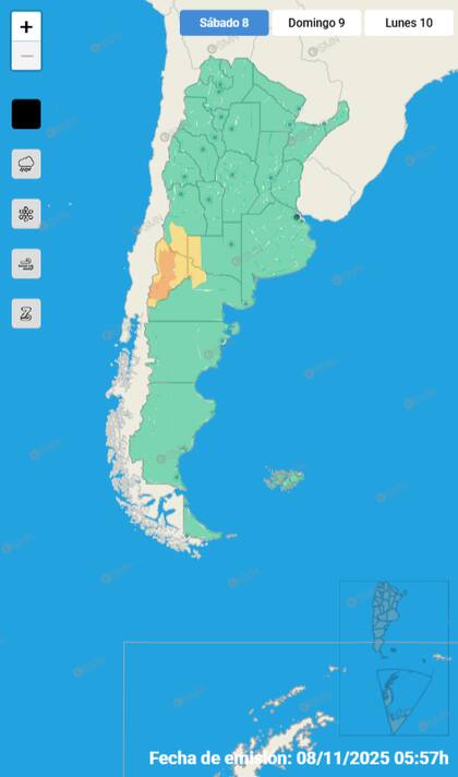 Mapa de alertas para este sábado