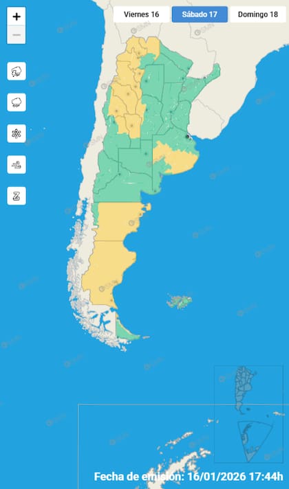 Mapa de alertas para este sábado