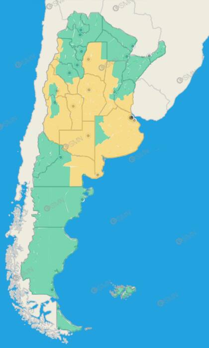 Mapa de alertas para este sábado 11