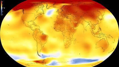 Mapa de calor de 2020 que muestra las regiones del planeta que registraron mayor y menor calentamiento