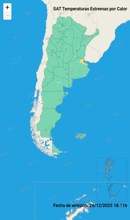 Mapa de calor extremo para este sábado 27 de diciembre