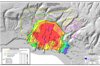 Mapa de contorno de la tasa de desplazamiento de monitoreo GPS - Septiembre 2024. Ciudad de Rancho Palos Verdes