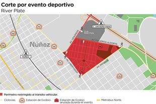 Mapa de cortes en la ciudad de Buenos Aires por el partido de la selección