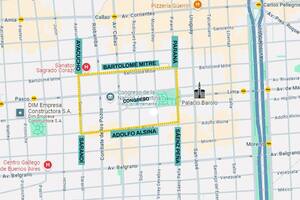Mapa de cortes en la zona del Congreso por la marcha de jubilados