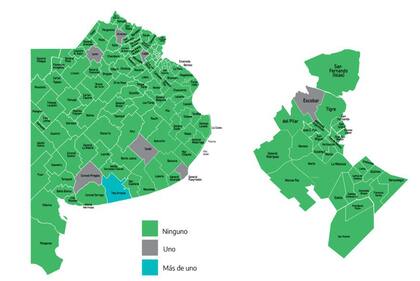 Mapa de fallecidos por covid-19 en la provincia de Buenos Aires