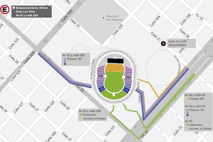 Mapa de ingresos al estadio según ubicación