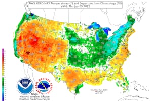 Mapa de la ola de calor en Estados Unidos