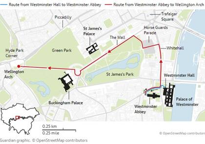 Mapa de la procesión al arco de Wellington