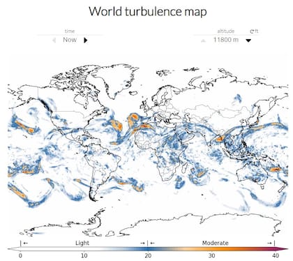 Mapa de la turbulencia en el mundo
