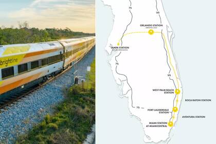 Mapa de las estaciones del tren Brightline en Florida