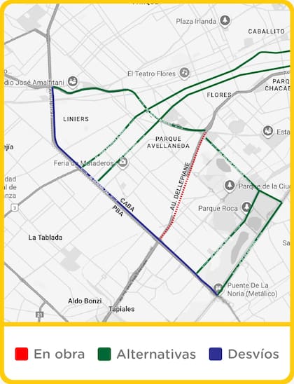Mapa de las obras y desvíos en la autopista Dellepiane, con cierres en Cafayate y rutas alternativas para el tránsito
