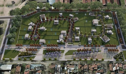 Mapa de los 49 lotes de Urbana Santa Rita, con precios que van desde US$61.806 hasta US$494.521