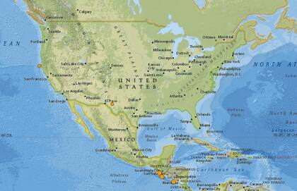Mapa de los sismos ocurridos en Estados Unidos y el Caribe en las últimas 24 horas