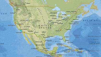 Mapa de los sismos ocurridos en Estados Unidos y el Caribe en las últimas 24 horas