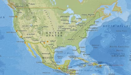 Mapa de los sismos ocurridos en Estados Unidos y el Caribe en las últimas 24 horas