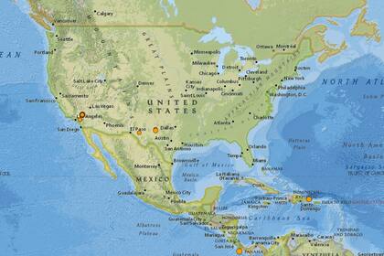 Mapa de los sismos ocurridos en Estados Unidos y el Caribe en las últimas 24 horas