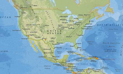 Mapa de los sismos ocurridos en Estados Unidos y el Caribe en las últimas 24 horas