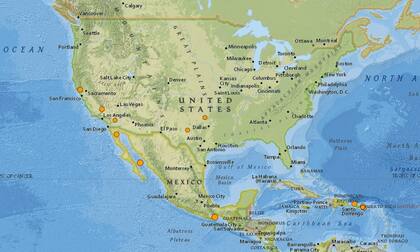 Mapa de los sismos ocurridos en Estados Unidos y el Caribe en las últimas 24 horas