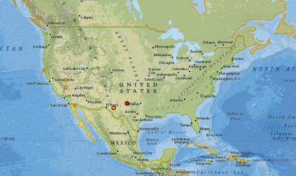 Mapa de los sismos ocurridos en Estados Unidos y el Caribe en las últimas 24 horas