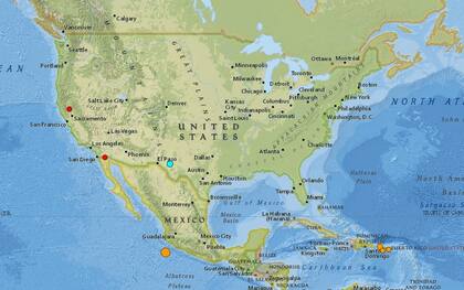 Mapa de los sismos ocurridos en Estados Unidos y el Caribe en las últimas 24 horas