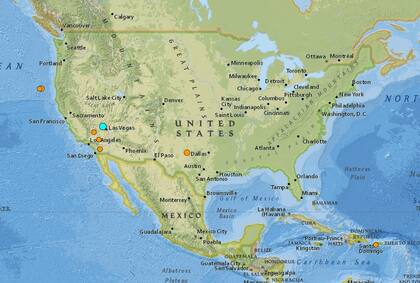 Mapa de los sismos ocurridos en Estados Unidos y el Caribe en las últimas 24 horas