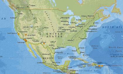 Mapa de los sismos ocurridos en Estados Unidos y el Caribe en las últimas 24 horas