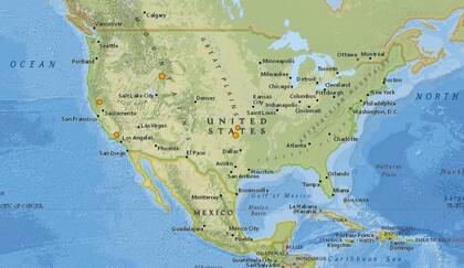 Mapa de los sismos ocurridos en Estados Unidos y el Caribe en las últimas 24 horas