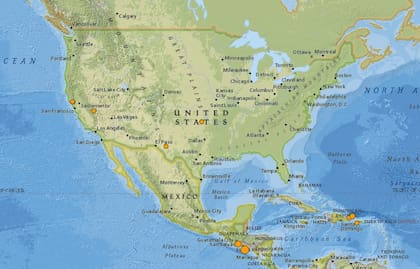 Mapa de los sismos ocurridos en Estados Unidos y el Caribe en las últimas 24 horas
