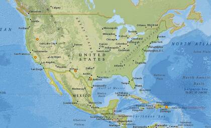 Mapa de los sismos ocurridos en Estados Unidos y el Caribe en las últimas 24 horas