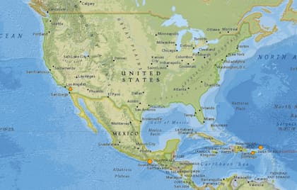 Mapa de los sismos ocurridos en Estados Unidos y el Caribe en las últimas 24 horas