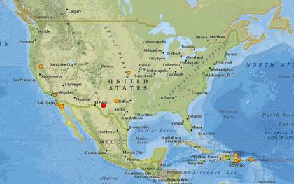 Mapa de los sismos ocurridos en Estados Unidos y el Caribe en las últimas 24 horas