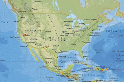 Mapa de los sismos ocurridos en Estados Unidos y el Caribe en las últimas 24 horas