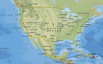 Mapa de los sismos ocurridos en Estados Unidos y el Caribe en las últimas 24 horas